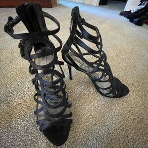 BCBGMaxAzria Black Strappy Gladiator Stiletto Sandals
